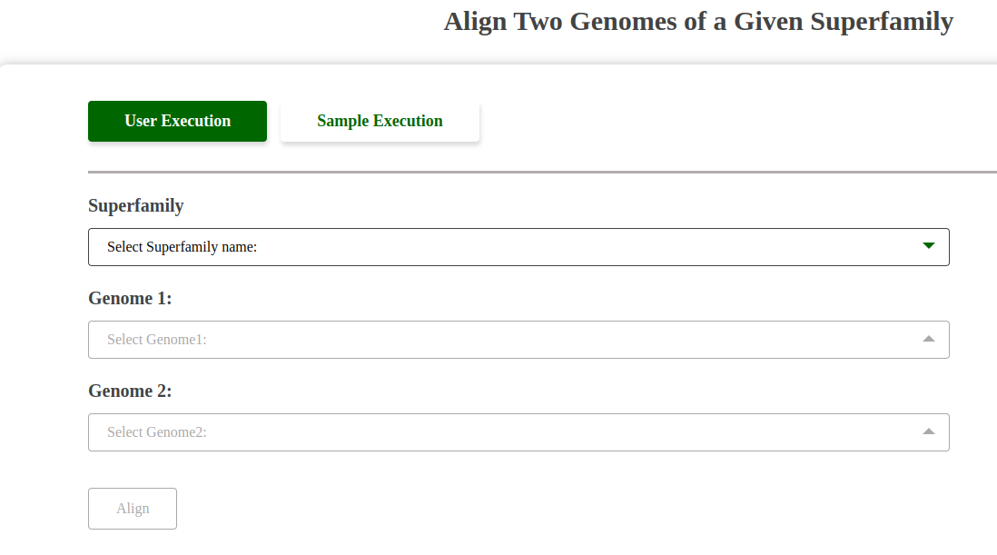 Align Two Genomes Tool Interface